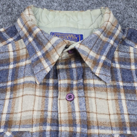 Pendleton Vintage Wool Plaid Shirt Mens S Made in USA Virgin Wool Shadow Plaid - Picture 3 of 9